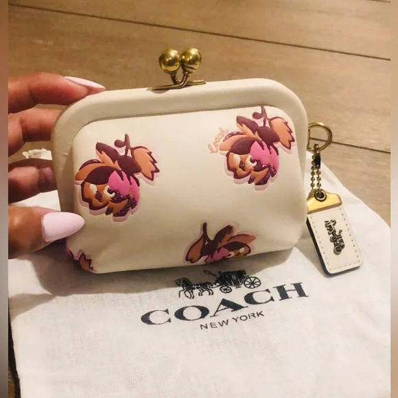 Coach | Bags | Coach Cream And Pink Coin Holderwallet With  display picture 1